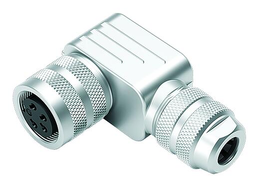 Illustration M16 Female angled connector, Contacts: 24, 6.0-8.0 mm, shieldable, solder, IP67, UL 2238