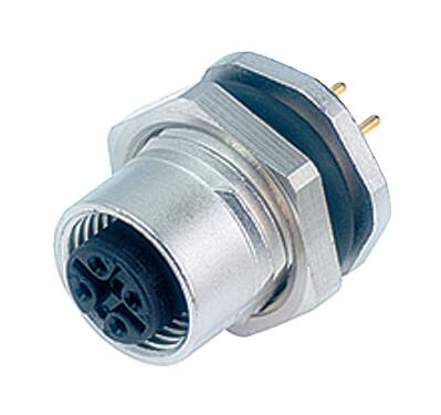 Illustration 86 0532 1100 00012 - M12 Female panel mount connector, Contacts: 12, unshielded, THT, IP68, UL, PG 9, front fastened