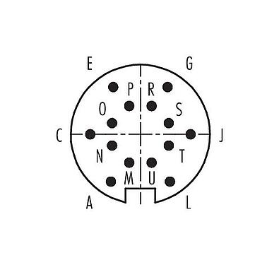 Disposition des contacts (Côté plug-in) Push Pull Connecteur mâle, Contacts: 14, 4,0-8,0 mm, blindable, souder, IP67