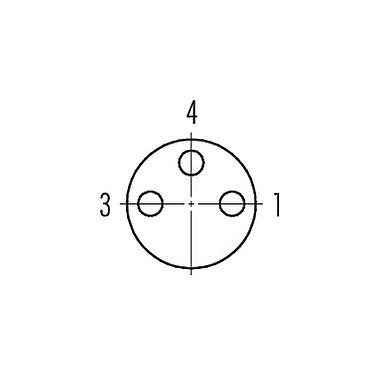 Disposición de los contactos (lado de la conexión) 99 3412 282 03 - M8 Toma de ángulo brida, Número de contactos: 3, sin blindaje, THR, IP67, UL
