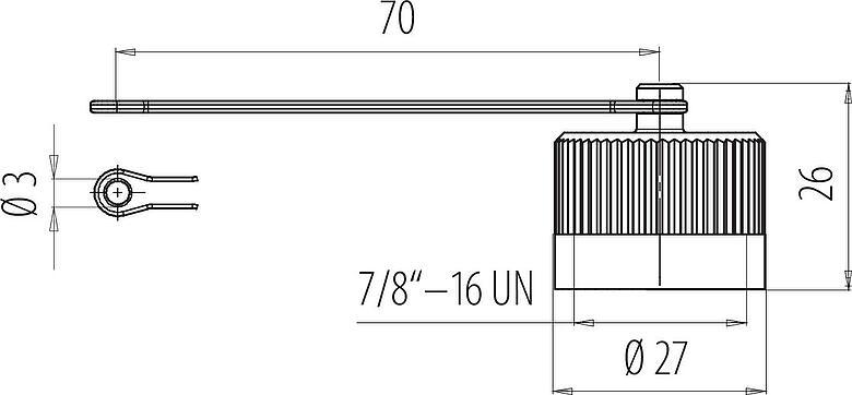 Schaaltekening 7/8" Beschermkap, IP67, met bevestigingsband