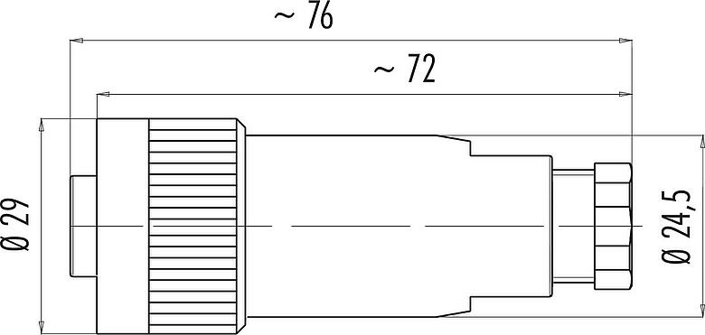 Dessin coté RD24 Connecteur femelle, Contacts: 6+PE, 6,0-8,0 mm, non blindé, pince à visser, IP67, UL, ESTI+, VDE, PG 9