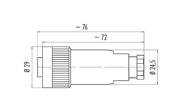 Schaaltekening RD24 Kabeldoos, aantal polen: 6+PE, 6,0-8,0 mm, onafgeschermd, schroefklem, IP67, UL, ESTI+, VDE, PG 9