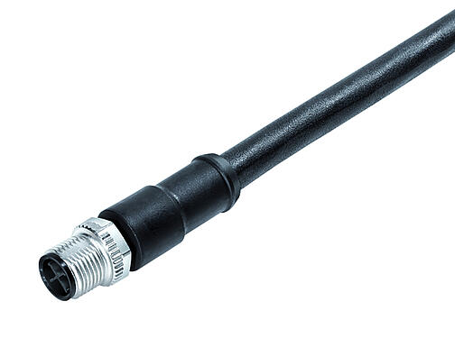 Illustration 77 0689 0000 50703-0500 - M12 Connecteur mâle, Contacts: 2+PE, non blindé, surmoulé sur le câble, IP68, PUR, noir, 3 x 1,50 mm², 5 m