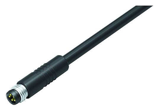 Illustration M8 Male cable connector, Contacts: 5, unshielded, moulded on the cable, IP65, PUR, black, 5 x 0.34 mm², Snap-in version, 5 m