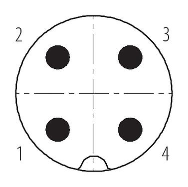 Disposizione dei contatti (lato connessione) M18 Connettore dell'adattatore, Numero poli: 4, non schermato, saldare, IP67