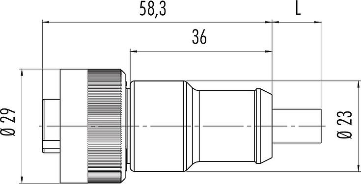 Schaaltekening RD24 Kabeldoos, aantal polen: 3+PE, onafgeschermd, aan de kabel aangegoten, IP67, PVC, zwart, 4 x 1,50 mm², 2 m