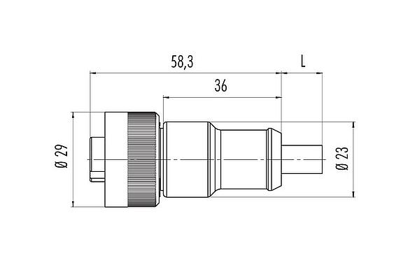 Schaaltekening RD24 Kabeldoos, aantal polen: 3+PE, onafgeschermd, aan de kabel aangegoten, IP67, PVC, zwart, 4 x 1,50 mm², 2 m
