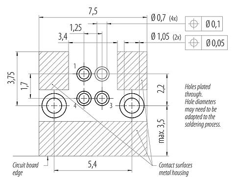 Disposition du conducteur 86 8006 1101 00003 - M5 Embase femelle, coudé, Contacts: 3, blindable, souder, IP68, UL 2238