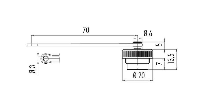 Scale drawing 08 1080 000 000 - M16 IP67 - Protection cap for flange socket; Series 423/425/723