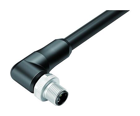 Illustration 77 0677 0000 70505-0200 - M12 Male angled connector, Contacts: 4+PE, unshielded, moulded on the cable, IP68, PUR, black, 5 x 1.50 mm², UL in preparation, 2 m