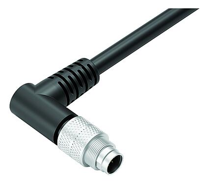 Kuva 79 1421 72 07 - M9 Kulmapistoke, Napojen määrä: 7, suojattu, suihkutettu kaapelille, IP67, PUR, musta, 8 x 0,14 mm², 2 m