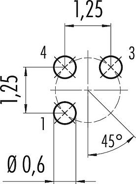 Geleiderconfiguratie M5 Male panel mount connector, aantal polen: 3, onafgeschermd, THT, IP67, UL 2238, M5x0,5, Achterwandmontage, gegoten