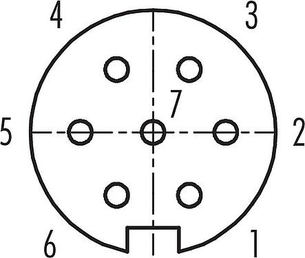 联系安排 (外掛程式側) 卡扣式 直头孔头电缆连接器, 极数: 7, 6.0-8.0mm, 非屏蔽, 焊接, IP40