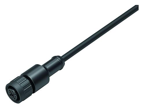 Illustration M12 Female cable connector, Contacts: 12, unshielded, moulded on the cable, IP68/IP69K, UL 2238, PUR, black, 12 x 0.25 mm², 5 m