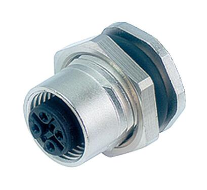 Illustration 86 0532 1002 00004 - M12 Female panel mount connector, Contacts: 4, unshielded, solder, IP68, UL, PG 9, front fastened