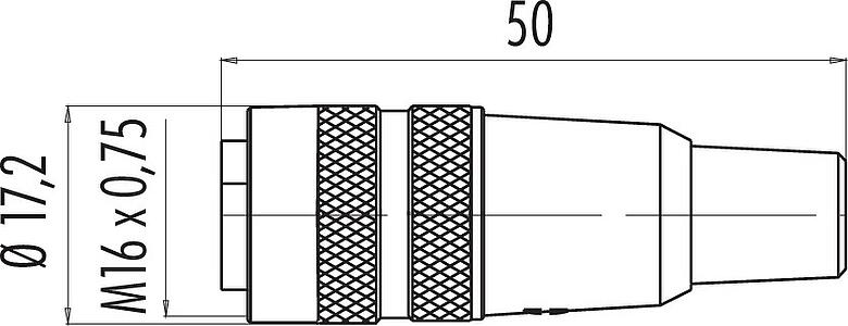 Scale drawing M16 Female cable connector, Contacts: 7 (07-a), 6.0-8.0 mm, unshielded, solder, IP40