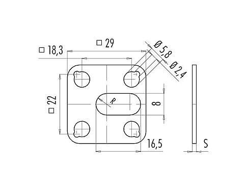 Scale drawing 16 8089 001 - Type A - Flat gasket, silicone red; Series 210