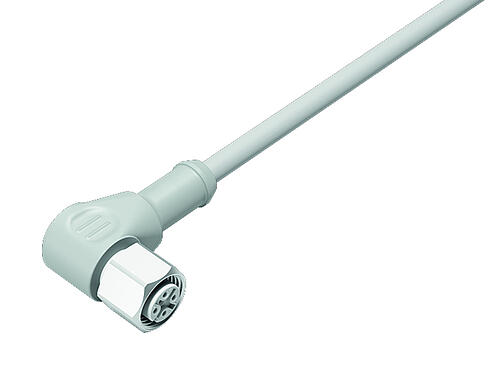 Illustration 77 3734 0000 20405-0500 - M12 Female angled connector, Contacts: 5, unshielded, moulded on the cable, IP69K, UL, Ecolab, PVC, grey, 5 x 0.34 mm², stainless steel, 5 m
