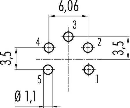 Ledarlayout M16 Flänsplugg, antal poler: 5 (05-a), oskärmad, THT, IP67, UL 2238, M18x0,75, Bakre väggmontering