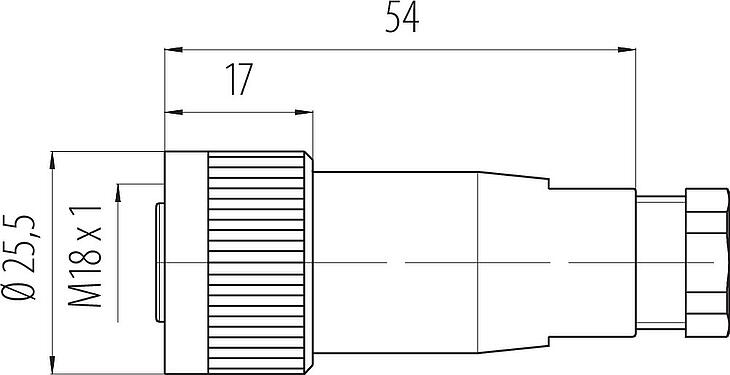 比例图 M18 直头孔头电缆连接器, 极数: 4, 6.5-8.0mm, 非屏蔽, 螺钉接线, IP67