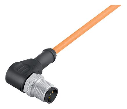Illustration 77 3427 0000 80004-0200 - M12 Male angled connector, Contacts: 4, unshielded, moulded on the cable, IP69K, UL, PUR, orange, 4 x 0.34 mm², for welding applications, 2 m