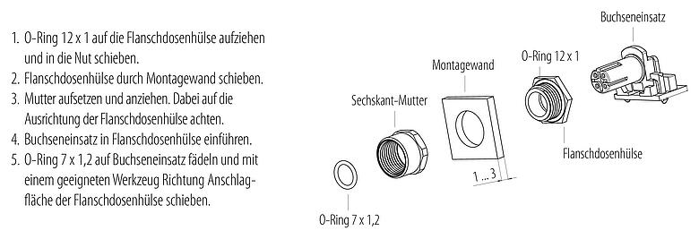 Montageanleitung 99 3732 202 04 - M12 Flanschdose, Polzahl: 4, ungeschirmt, THR, IP67, UL 2238, zweiteilige Ausführung