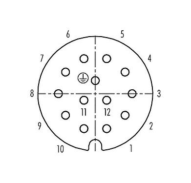 Kontaktarrangemang (anslutningssidan) 99 0718 70 13 - RD30 Vinkeluttag, antal poler: 12+PE, 10,0-12,0 mm, oskärmad, lödning, IP65