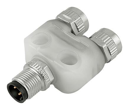 Abbildung 79 5236 00 04 - M12/M12 Zweifachverteiler, Y-Verteiler, Stecker - 2 Dosen, Polzahl: 4/3, ungeschirmt, steckbar, IP68, UL 2238, mit LED PNP