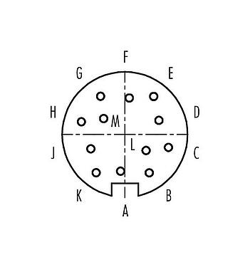 Contact arrangement (Plug-in side) 99 4834 00 12 - Push Pull Female cable connector, Contacts: 12, 4.0-8.0 mm, shieldable, solder, IP67