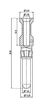 Desenho da escala 61 1310 139 - Bayonet HEC - Contato pino para versão 4+PE, 100 pcs.; Série 696