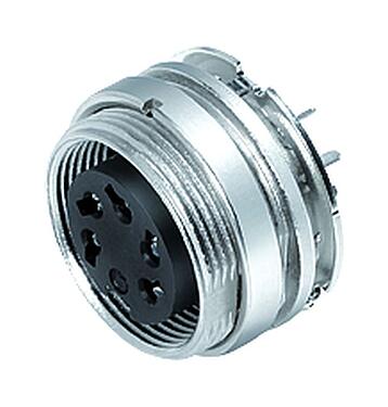 Minh hoạ M16 Ổ cắm gắn bảng, Số lượng cực : 3 (03-a), có thể che chắn, THT, IP40, M18x0,75, Chốt trung tâm