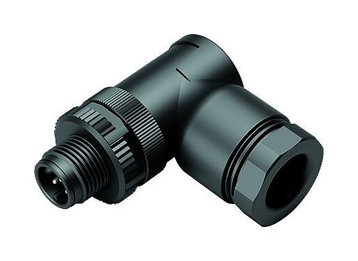 Illustratie M12 Male haakse connector, aantal polen: 5, 2.1-3.0 mm (2 Kabel) of 4-5 mm (2 Kabel), onafgeschermd, schroefklem, IP67, UL 2238