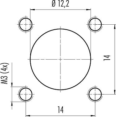 Assembly instructions / Panel cut-out M12 Square male panel mount connector, Contacts: 4, unshielded, single wires, IP69k, IP68, IP67, UL 2238, M3 (4x), Front mounting, Square housing 20 mm, Positionable coding alignment