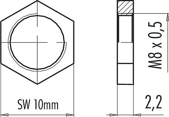 Schaaltekening 01 0769 001 - M8 / AS-interface - bevestigingsmoer M8x0,5; serie 718/772/775/768