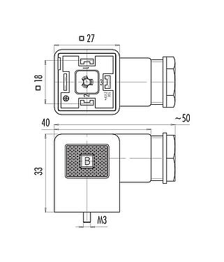 Maßzeichnung 43 1706 000 04 - Gerätesteckdose, Polzahl: 3+PE, 6,0-8,0 mm, ungeschirmt, schraubklemm, IP40 ohne Dichtung, VDE, ESTI+