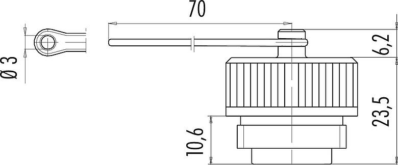 Dessin coté Capuchon de protection, IP67, pour embase femelle