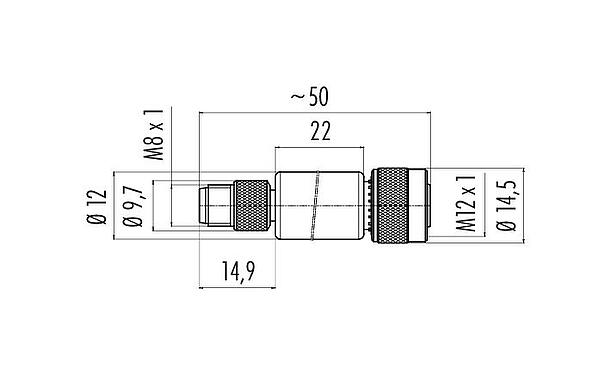 Desenho da escala 09 5283 00 03 - M12/M8 Adaptador, Contatos: 3, desprotegido, plugáveis, IP67