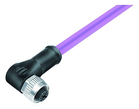 Illustration 77 2534 0000 50705-1000 - M12 Female angled connector, Contacts: 5, shielded, moulded on the cable, IP67, UL 2238, CAN-Bus, PUR, violet, 1 x 2 x AWG 22 + 1 x 2 x AWG 24, 10 m
