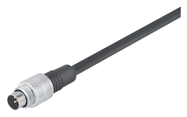 Illustration M9 Male cable connector, Contacts: 8, unshielded, moulded on the cable, IP67, PUR, black, 8 x 0.14 mm², 2 m