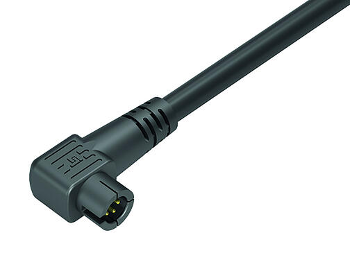 Illustratie Snap-In Male haakse connector, aantal polen: 5, onafgeschermd, aan de kabel aangegoten, IP40, PVC, zwart, 5 x 0,25 mm², 5 m