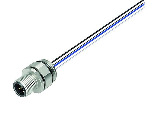 Illustration M12 Male panel mount connector, Contacts: 5, unshielded, single wires, IP68, UL 2238, PG 9, Front mounting, stainless steel, positionable