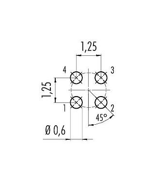 導體佈局 M5 針頭法蘭座, : 4, 非遮罩, THT, IP67, M5x0.5, 後壁安裝, 模压