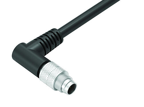 3D View 79 1421 75 07 - M9 IP67 Male angled connector, Contacts: 7, shielded, moulded on the cable, IP67, PUR, black, 8 x 0.14 mm², 5 m