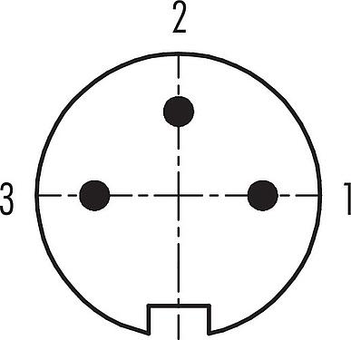 Contact arrangement (Plug-in side) Bayonet Male angled connector, Contacts: 3, 4.0-6.0 mm, unshielded, solder, IP40