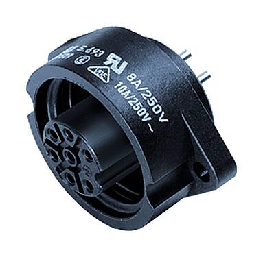 Illustration 09 4228 00 07 - RD24 Female panel mount connector, Contacts: 6+PE, unshielded, solder, IP67, UL, ESTI+, VDE
