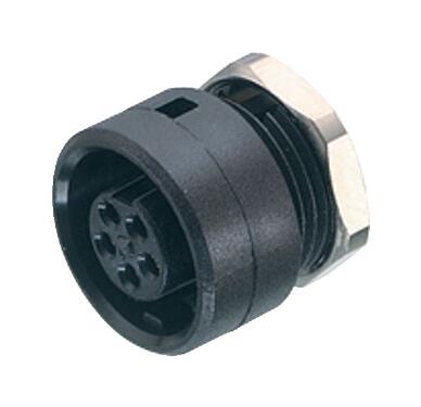Illustration Bayonet Female panel mount connector, Contacts: 2, unshielded, solder, IP40, M10x0.75, Front mounting
