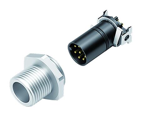 Abbildung 99 3481 401 08 - M12 Flanschstecker, Polzahl: 8, schirmbar, SMT, IP67, M12x1,0, Frontmontage