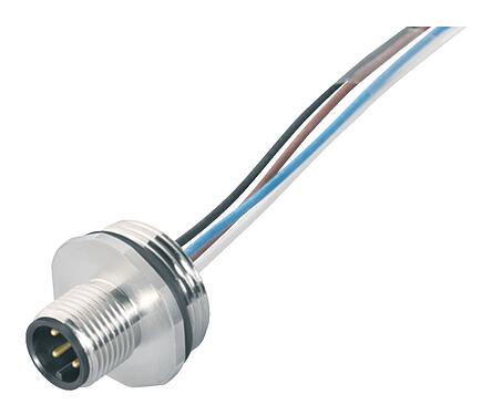 Illustration 76 0331 0111 00008-0200 - M12 Embase mâle, Contacts: 8, non blindé, fils, IP68, UL 2238, PG 13,5, Montage frontal