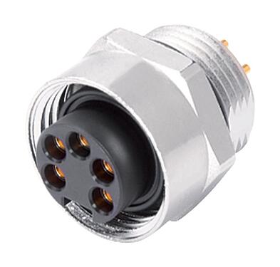 Illustratie 7/8" Female panel mount connector, aantal polen: 2+PE, onafgeschermd, THT, IP68, UL 2238, VDE, Frontaansluiting, gegoten